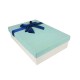 Coffret cadeaux bicolore écru et bleu clair ruban satiné bleu nuit 24.5x16x5.5cm - 11145p