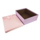 Coffret cadeaux bicolore mauve et rose ruban rose clair 24.5x16x5.5cm - 11148p