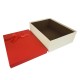 Coffret cadeaux bicolore blanc cassé et rouge ruban rouge satiné 24.5x16x5.5cm - 11157p