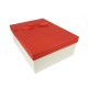 Coffret cadeaux de couleur blanc cassé et rouge ruban satiné 28.5x20x9cm - 11158m