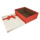 Coffret cadeaux bicolore rouge et blanc cassé ruban satiné 24.5x16x5.5cm - 11154p