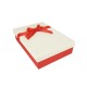 Coffret cadeaux bicolore rouge et blanc cassé ruban satiné 24.5x16x5.5cm - 11154p