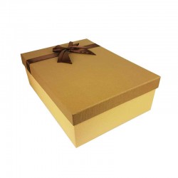 Coffret cadeaux de couleur beige et marron café ruban satiné 28.5x20x9cm - 11164m