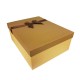 Grand coffret cadeaux beige et marron café avec noeud ruban satiné 32.5x24.5x12cm - 11165g