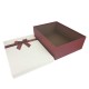 Coffret cadeaux de couleur rouge bordeaux et blanc cassé ruban rouge 28.5x20x9cm - 11167m