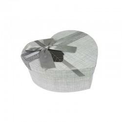Petite boîte cadeaux en forme de coeur couleur gris perle 13x15x6cm - 11172p
