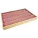 Plateau de présentation pour pendentifs en bois et tissu aspect suédine rose - 18015
