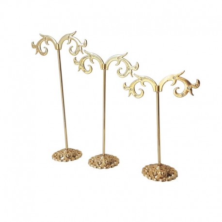3 Arbres à bijoux en métal doré pour 4 paires de boucles d'oreilles