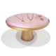 Mini table de présentation pour bijoux en métal doré et suédine rose