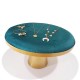 Mini table de présentation pour bijoux en métal doré et suédine bleu canard