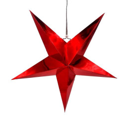 Estrella de navidad decorativa para colgar de cartón laminado rojo