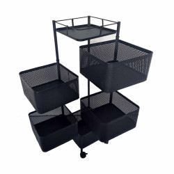 Carrito con 5 cestas giratorias de metal negro