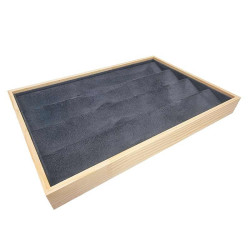 Bandeja de presentación para pendientes de madera y de ante gris antracita