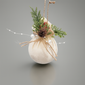 Pack de 3 boules de Noël 7cm - Beige lin