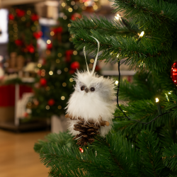 Decoración para el árbol de Navidad con búhos y piña - Blanco