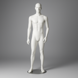 Maniquí de hombre con cara de resina blanca