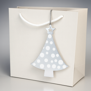 24 étiquettes cartonnées de noël en forme de sapin argenté brillant