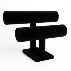 Expositor de pulseras de terciopelo negro con 2 varillas