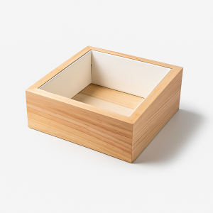 Petit casier pour coussin de montre en bois et simili cuir blanc