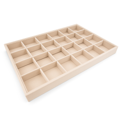 Lote de 5 bandejas de gemología con pequeños compartimentos de ante beige crema
