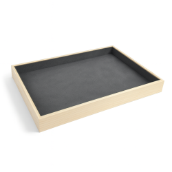 Lote de 5 bandejas de presentación de madera y ante gris antracita