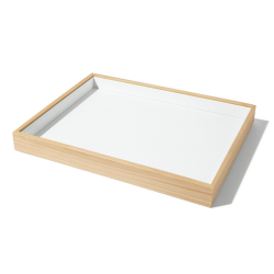 Bandeja de presentación de madera y símil piel blanca