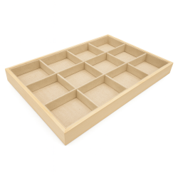 Bandeja para joyas de madera y algodón beige con compartimentos