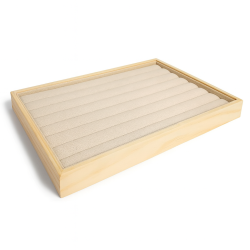 Bandeja para anillos de madera y algodón beige