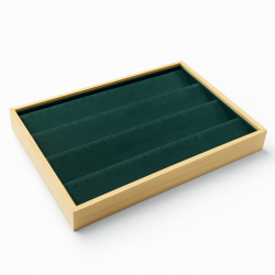 Lote de 5 bandejas para pendientes de madera y ante verde esmeralda