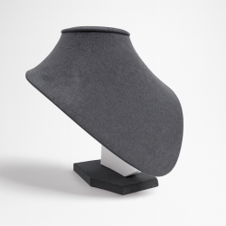 Busto para joyas de ante gris antracita de 18 cm