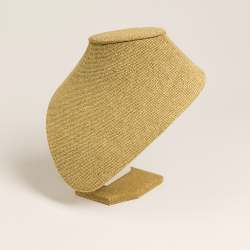 Lote de 10 bustos para joyas redondeados de yute beige de 18 cm