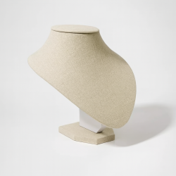 Busto redondeado para joyas de algodón beige natural de 18 cm