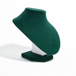 Busto para joyas de ante verde esmeralda para gargantillas