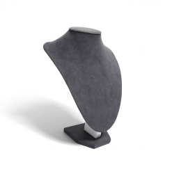 Lote de 10 bustos de ante gris antracita para collares de 29 cm