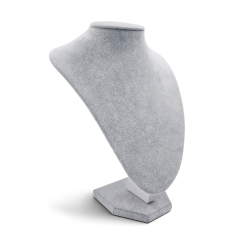 Busto largo de terciopelo gris para collares de 34 cm