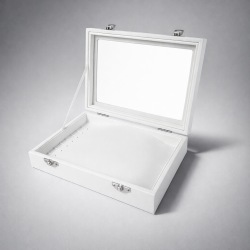 Lote de 5 maletines pequeños con ventana para pulseras de símil piel blanco