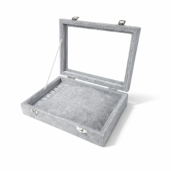 Lote de 5 maletines pequeños con ventana para pulseras de terciopelo gris