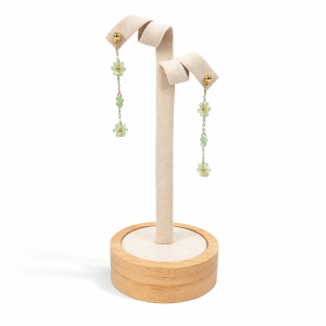 Présentoir torsadé pour 1 paire de boucles d'oreilles longue - Suédine beige