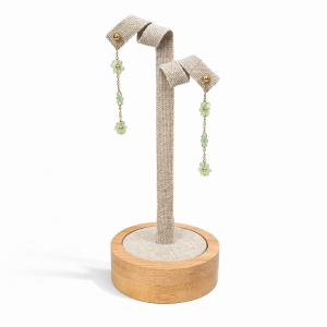 Présentoir torsadé pour 1 paire de boucles d'oreilles longue - Coton beige naturel