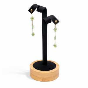 Présentoir torsadé pour 1 paire de boucles d'oreilles longue - Simili cuir noir