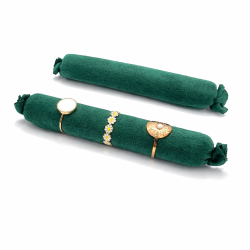 Lote de 20 cojines para anillos de ante verde esmeralda - 10 cm