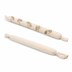 Cojín alargado de algodón beige natural para anillos - 20 cm
