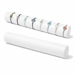 Lote de 10 expositores de aro de símil piel blanco para pulseras de 30,5 cm