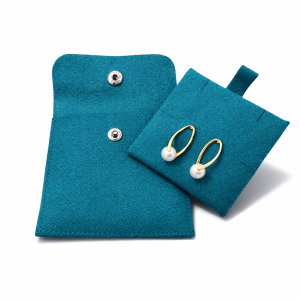 12 étuis en suédine avec support bijoux 8x8cm - Bleu canard