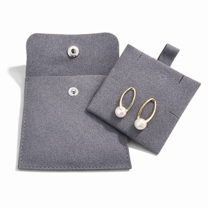 12 étuis en suédine avec support bijoux 8x8cm - Gris anthracite