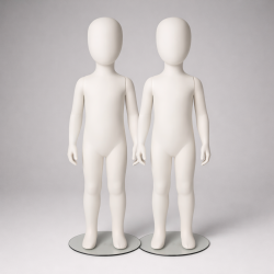Pack dúo: Maniquí de vitrina infantil - Acabado de resina blanca mate