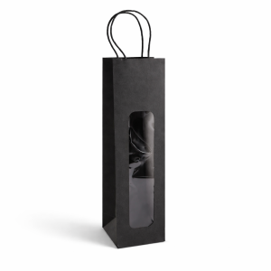 20 sacs kraft bouteille à fenêtre L10 x H40 x P9 cm - noir