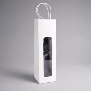 20 sacs kraft bouteille à fenêtre L10 x H40 x P9 cm - blanc