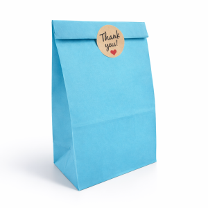 12 sacs SOS en papier kraft bleu ciel 13x8x24cm