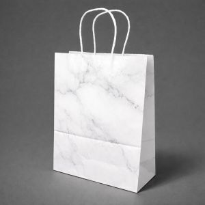 Lot de 12 sacs kraft couleur blanche motif marbré gris 21x11x27cm